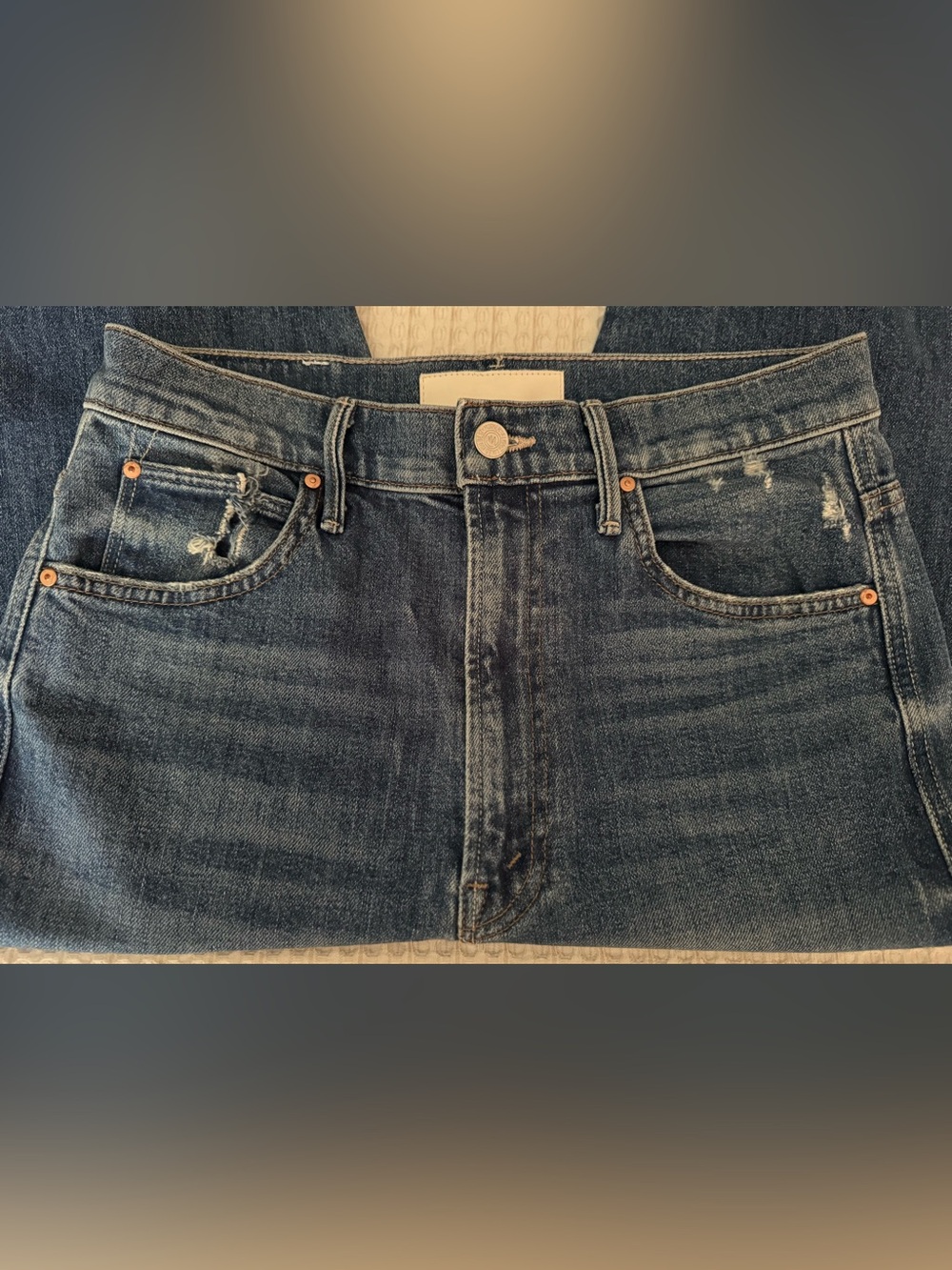 MOTHER High Waisted Smokin Double Ankle Jeans / Broken Record / Size 28